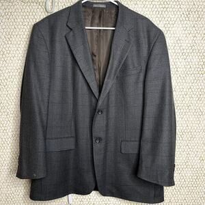 Oscar De La Renta Wool & Cashmere Plaid Mens Suit Jacket Size 46 R